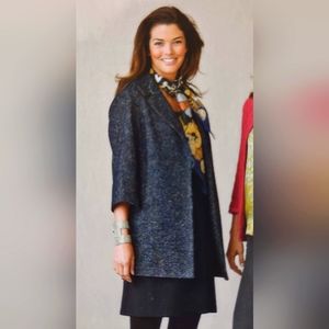 Beautiful CAbi "Blair" 3/4 Sleeve Single Button Wool Blend Tweed Coat EUC